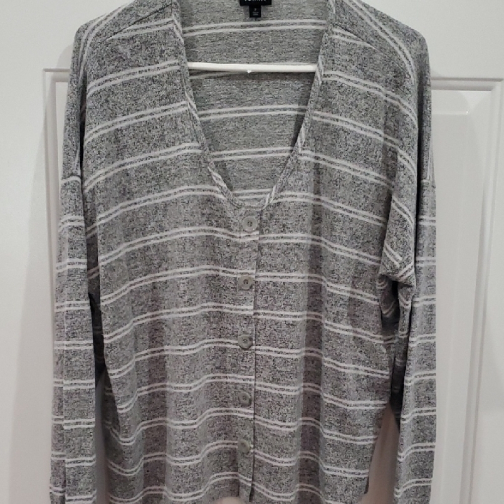 Torrid Gray Strped Crop Style Sweater